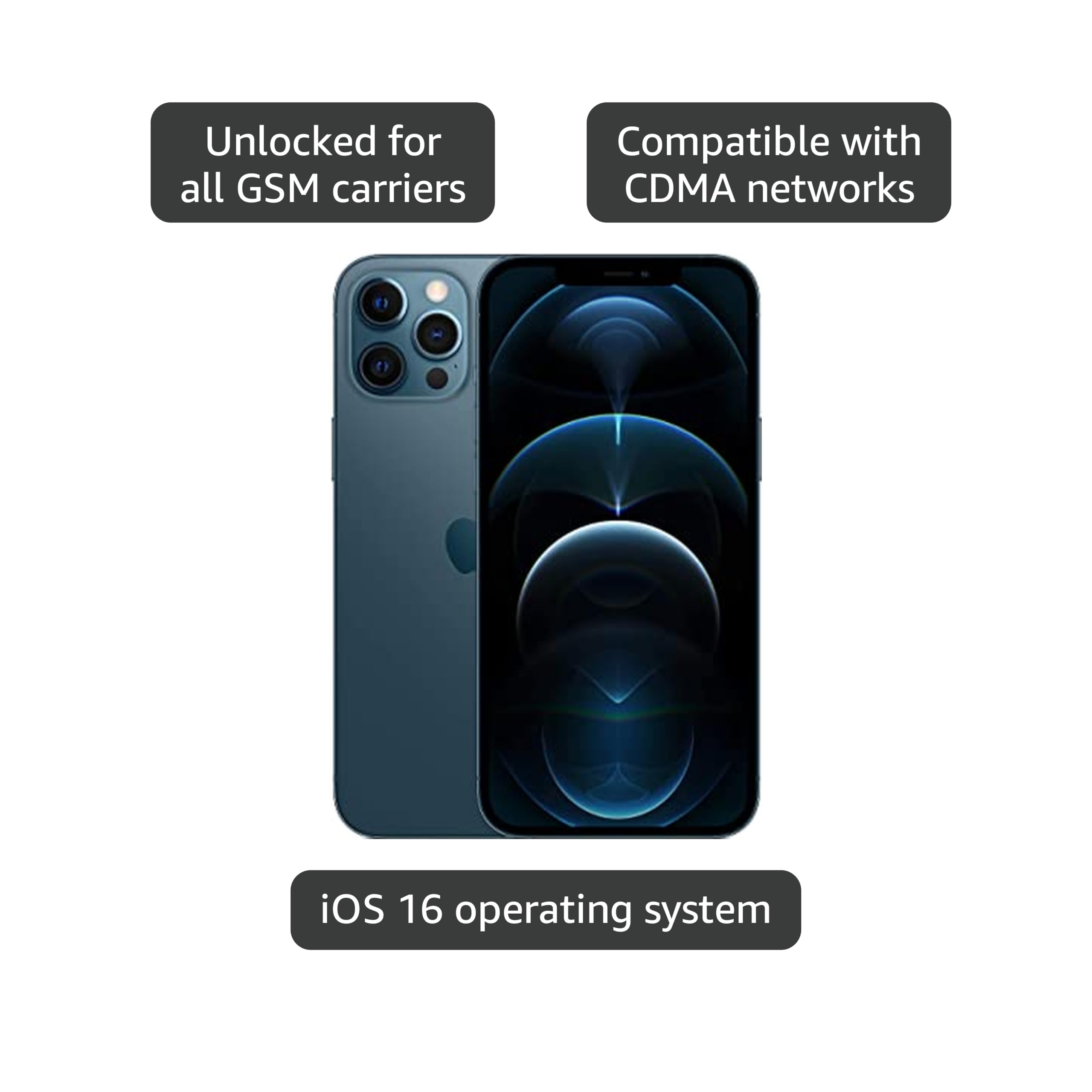 Amazon.com: Apple iPhone 12 Pro Max, 128GB, Pacific Blue